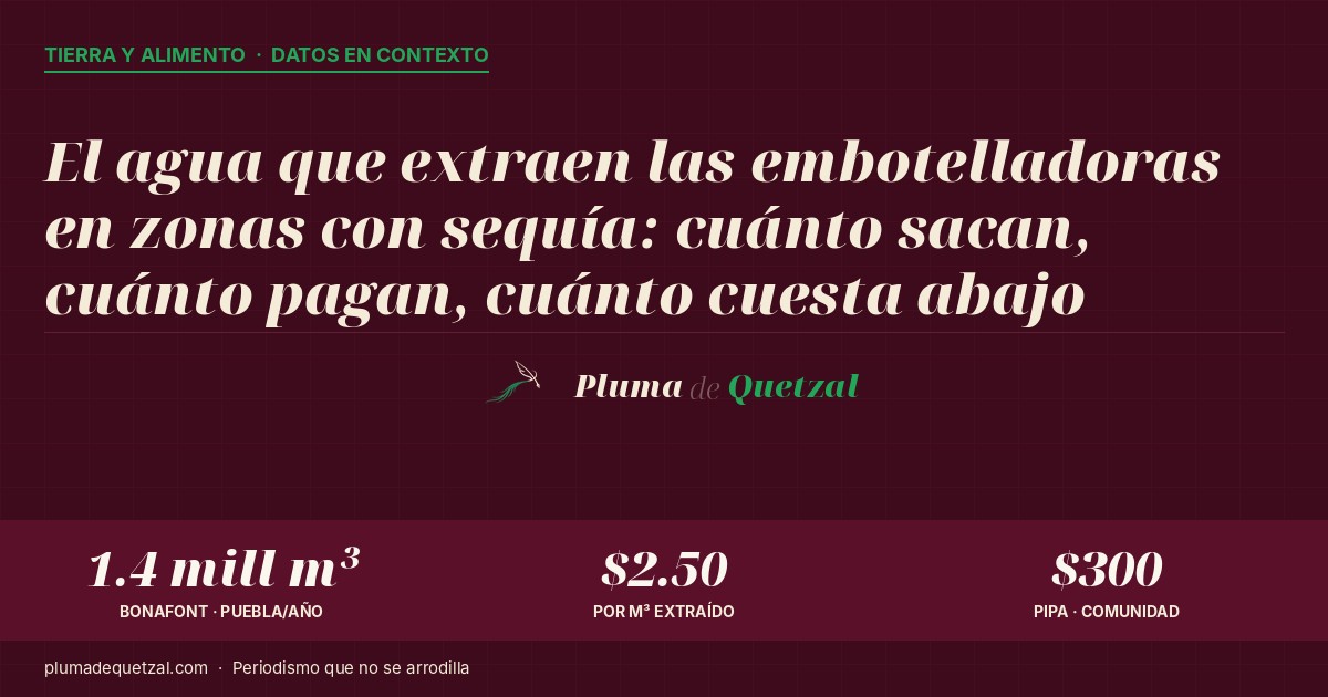 El agua que extraen las embotelladoras en zonas con sequía: cuánto sacan, cuánto pagan, cuánto cuesta abajo