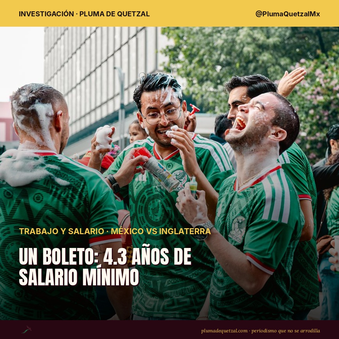 Aficionados mexicanos con jersey verde de la selección celebran con espuma en una calle de la Ciudad de México. Ver a México vs Inglaterra en octavos del Mundial 2026 cuesta desde 124 días de salario mínimo en reventa; el boleto de la zona 669 equivale a 4.3 años. Foto: Magaly Taboada via Pexels.