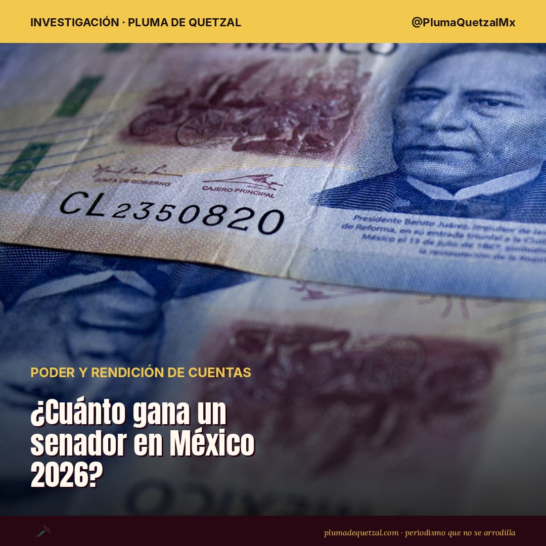 Billetes de 500 pesos mexicanos con el rostro de Benito Juárez. Un senador de la República cobra $132,900 netos al mes en 2026, el equivalente a 421 días de salario mínimo. Foto: Sebastian PH vía Pexels.