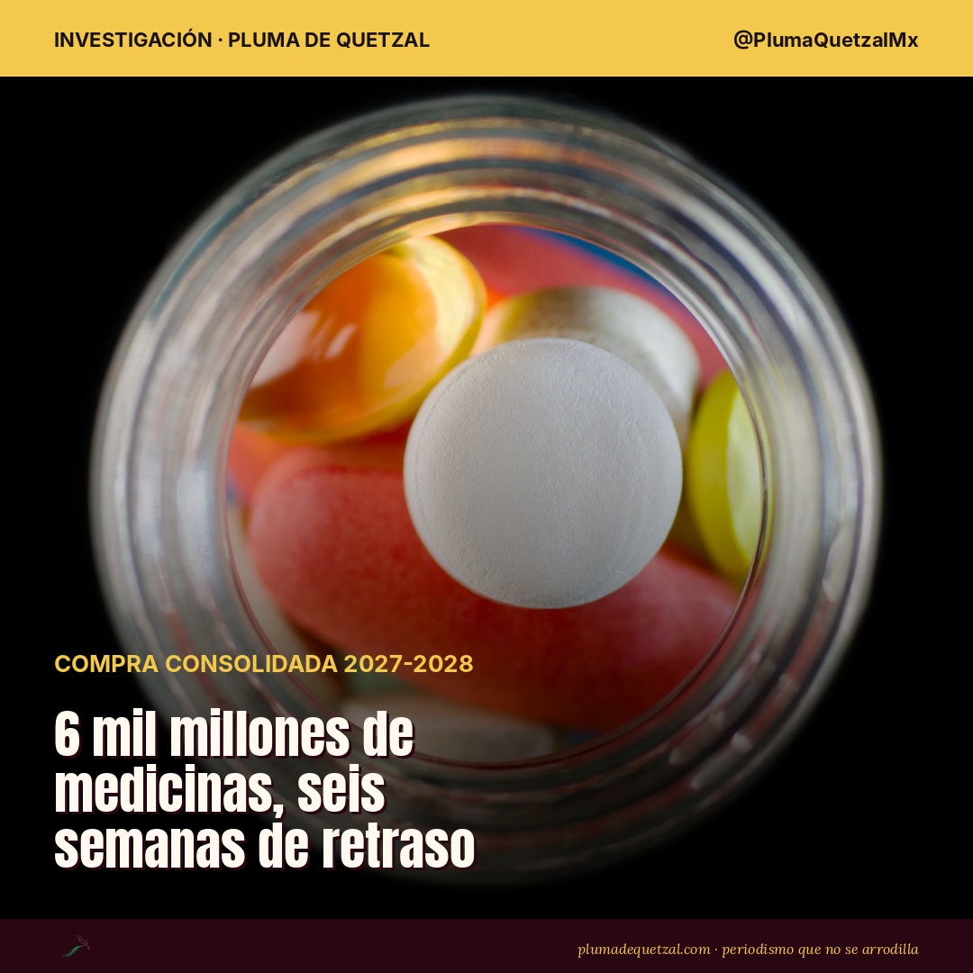 Frasco de medicinas visto desde el fondo: la megacompra de medicamentos 2027-2028 acumula 42 días de retraso. Foto: Marek Ruczaj via Pexels.