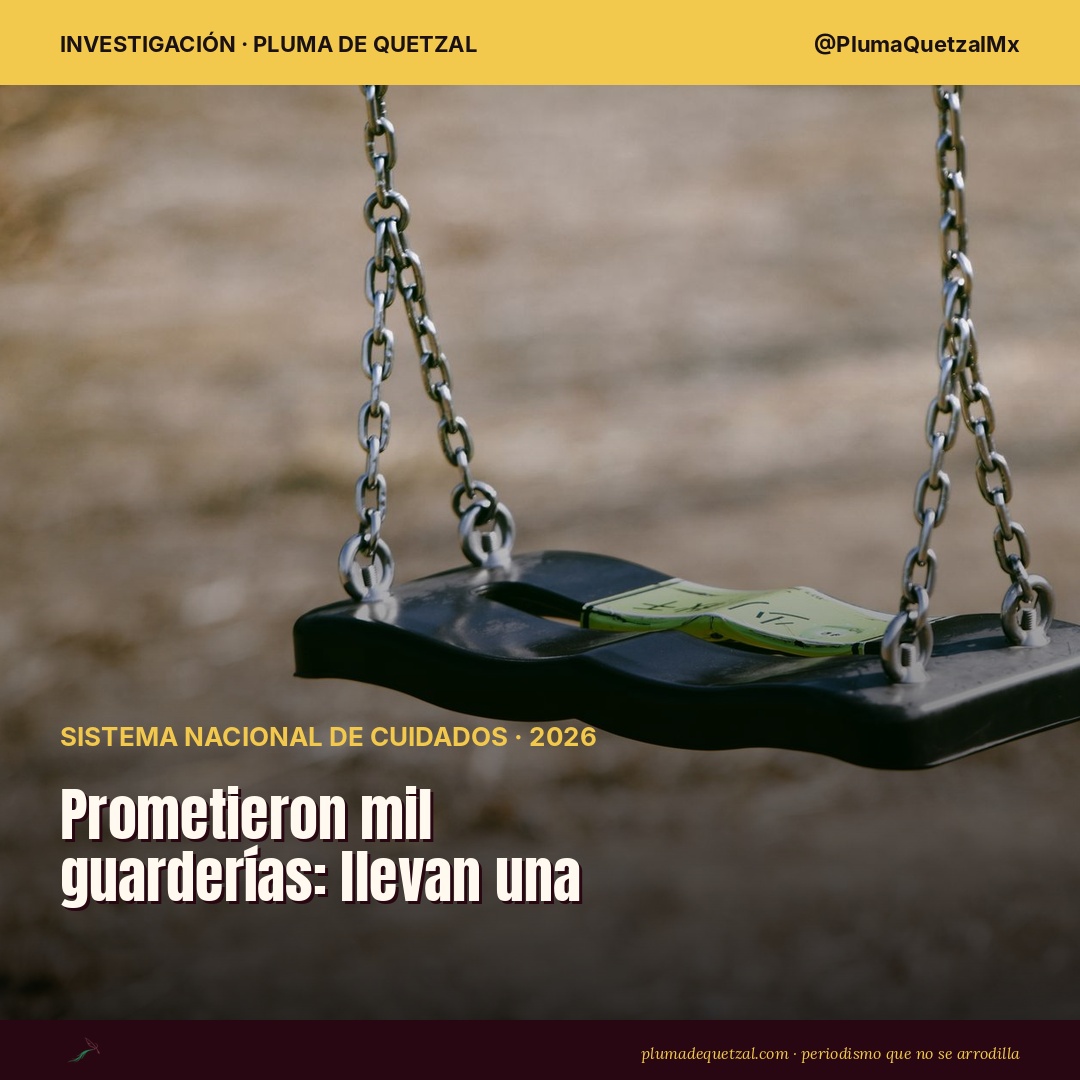 Columpio vacio en un parque infantil. Guarderias del IMSS 2026: solo 1 de los 1,000 CECI prometidos esta en operacion y 650 guarderias subrogadas vencen el 31 de diciembre, con 80 mil menores y 160 mil padres trabajadores en riesgo. Foto: Suki Lee, Pexels.